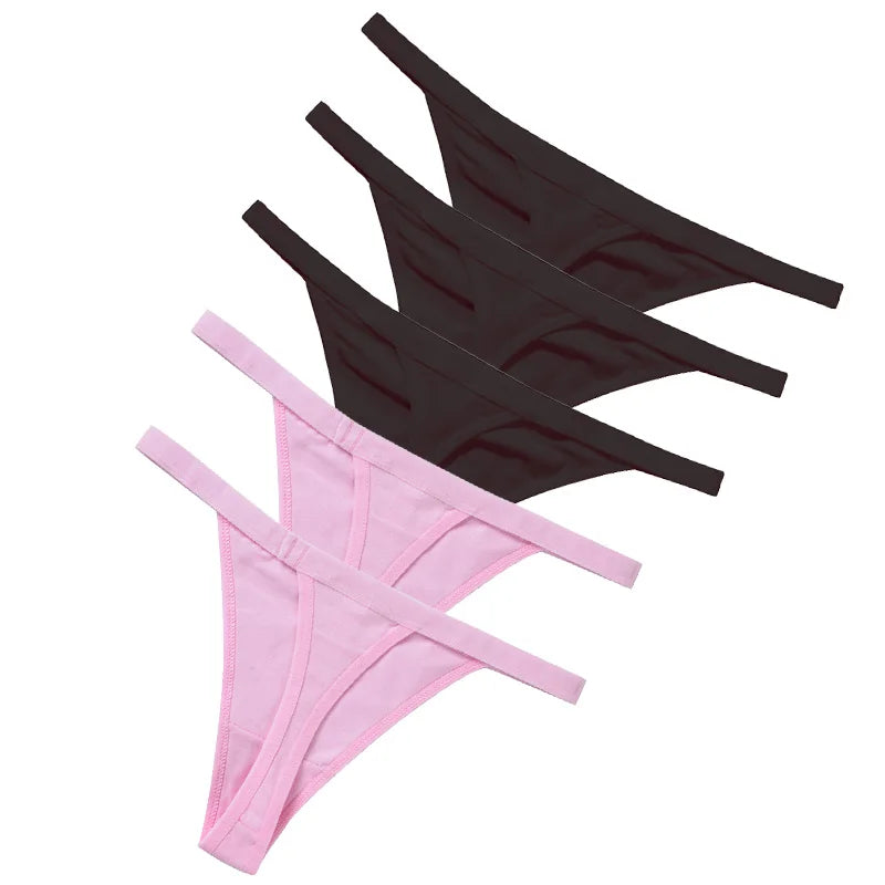 CowLost | 5pcs-women-rib-g-string-thongs-sexy-female-low-waist-panties |20