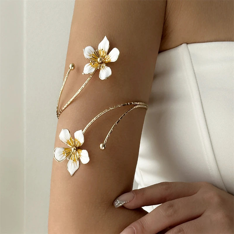 CowLost | boho-elegant-enamel-flower-upper-arm-cuff-bracelet-for-women |4