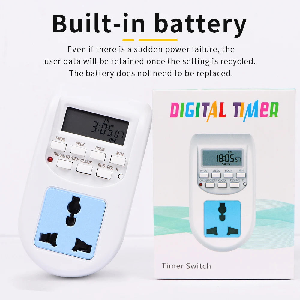 220V JUANJUAN Digital 7-Day Programmable Timer Socket EU Plug Smart Switch