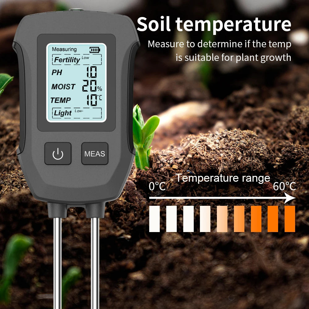 5-in-1 Digital Soil Meter PH Moisture Fertility Temp Sunlight Tester for Garden Greenhouse
