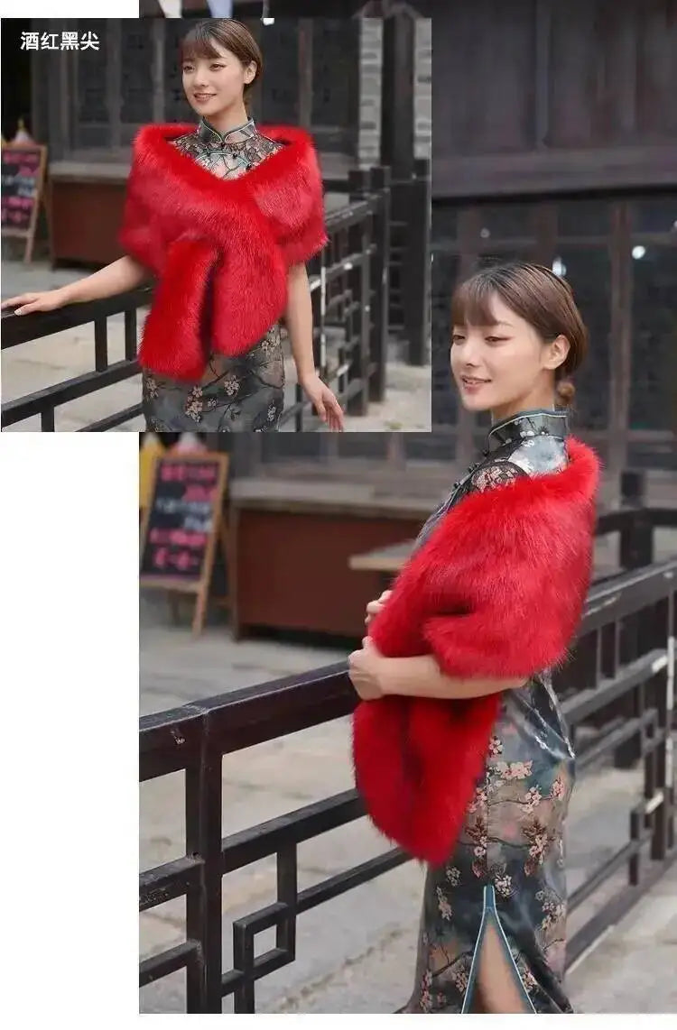 CowLost | 32-colors-165-30cm-women-luxury-warm-faux-fox-fur-shawl-winter-ladies-plush-scarf |15