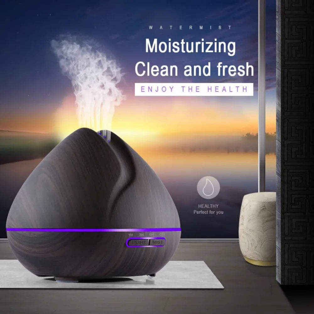 CowLost | product_id-homefish-550ml-ultrasonic-air-humidifier-essential-oil-diffuser-with-wood-grain-remote-7-color-led-lights |7