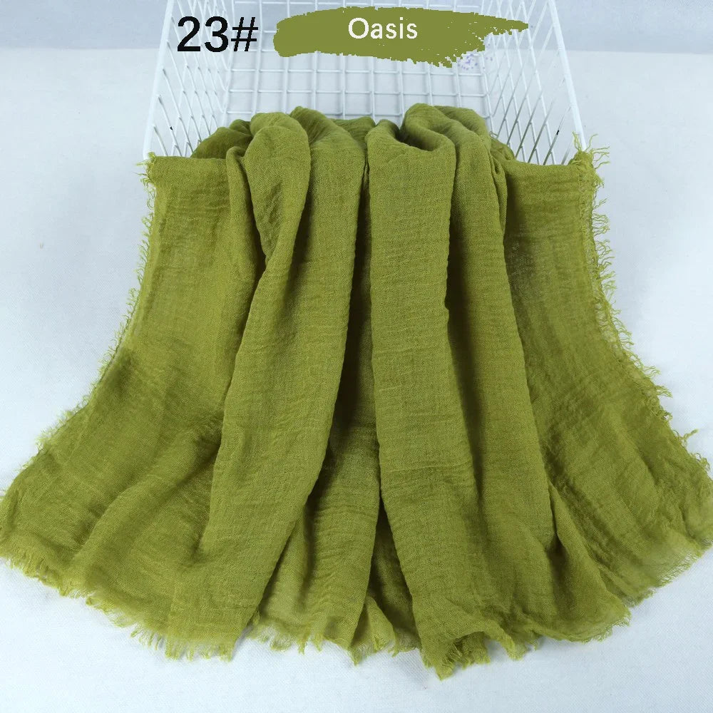 180X90CM Muslim Women Crinkle Hijab Soft Cotton Scarf