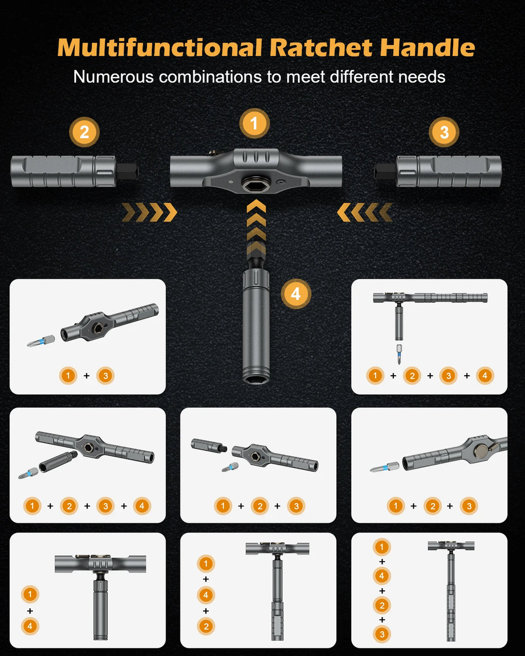 34-in-1 Magnetic Ratchet Screwdriver Set with Detachable Handle for DIY Repair