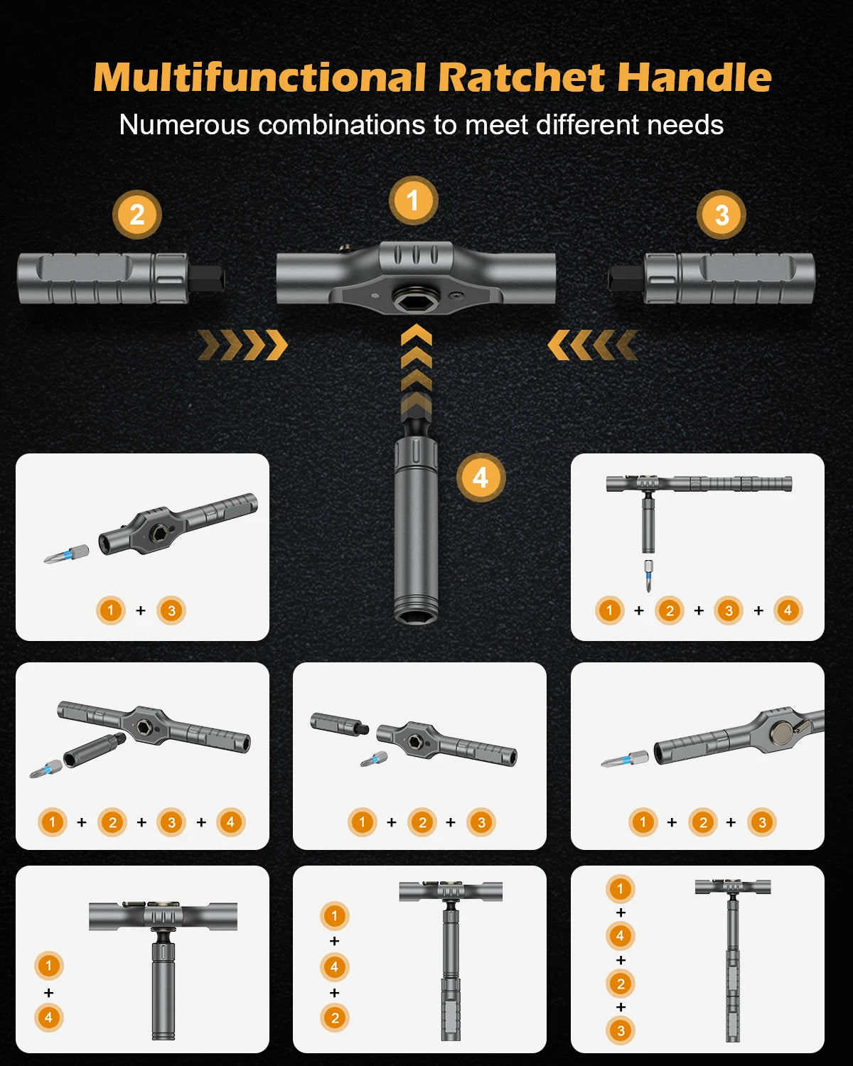 34-in-1 Magnetic Ratchet Screwdriver Set with Detachable Handle for DIY Repair
