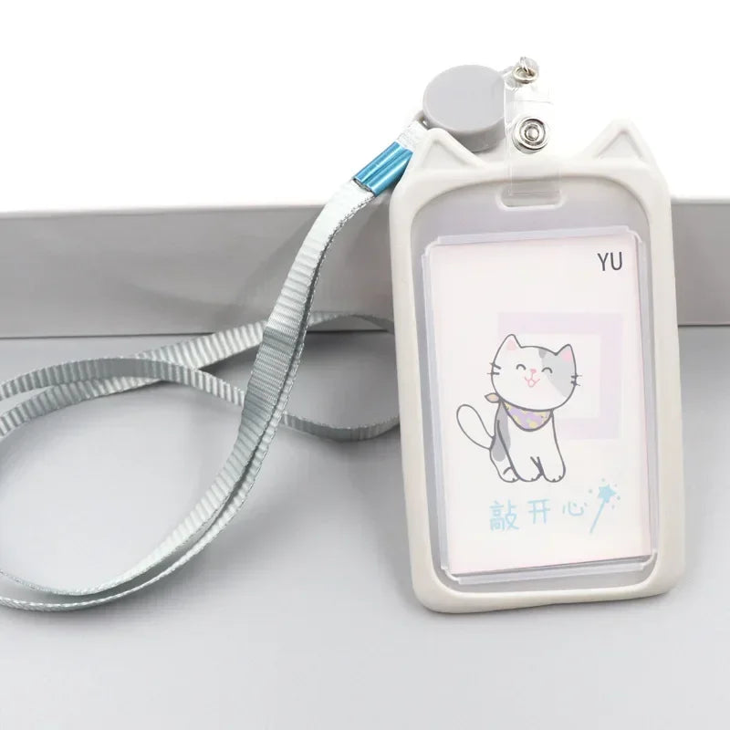 1PC Cute Cartoon Cat Card Holder Bank Identity Bus ID Card Holder
