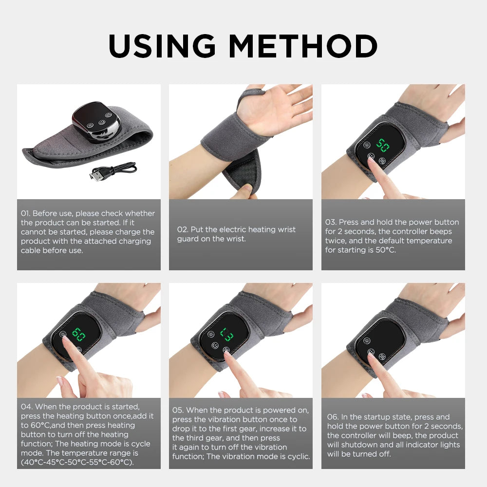 CowLost | electric-hand-wrist-massager-5-levels-hot-compress-3-levels-vibration-massage |9