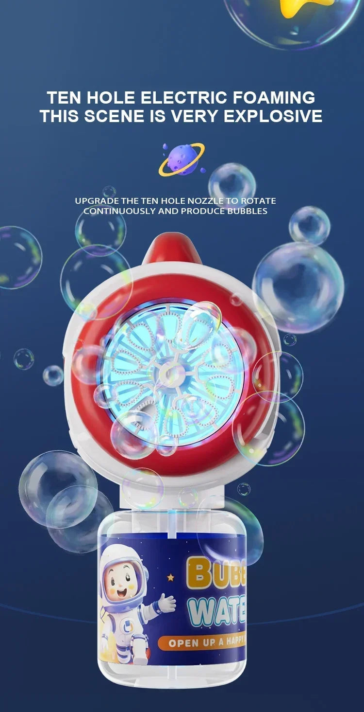 Space Astronauts Automatic Bubble Gun with Bubble Liquid Toy for Kids Gift