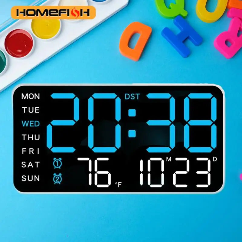 CowLost | giant-intelligent-digital-wall-clock-one-screen-to-control-time-temperature-date-home-technology-pulls-full |1