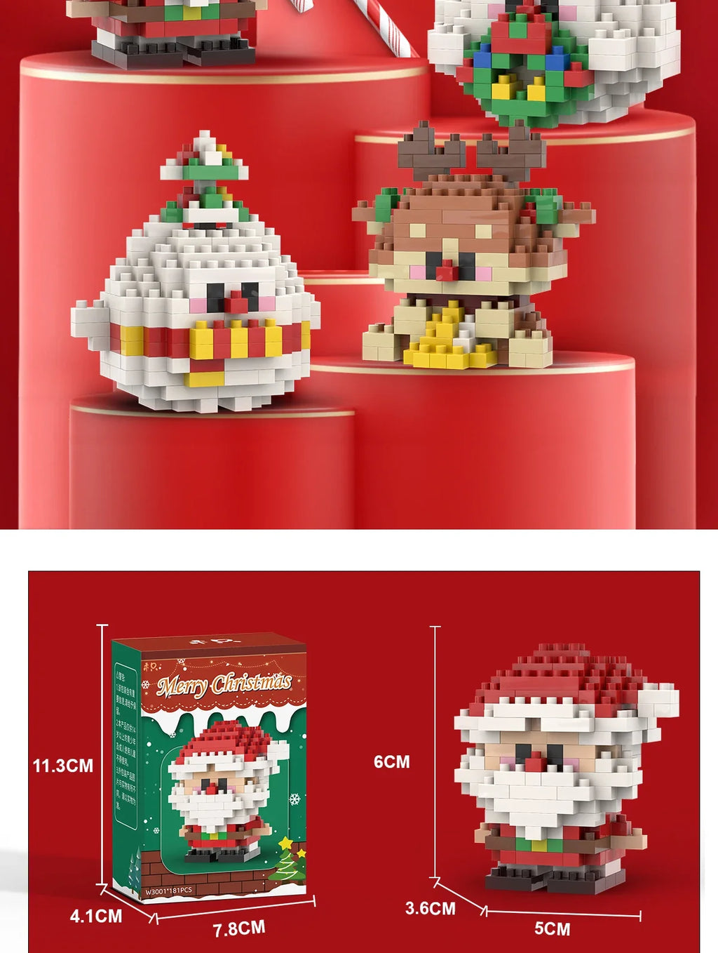Christmas Building Block Set Santa Claus Reindeer Puzzle Toy for Kids