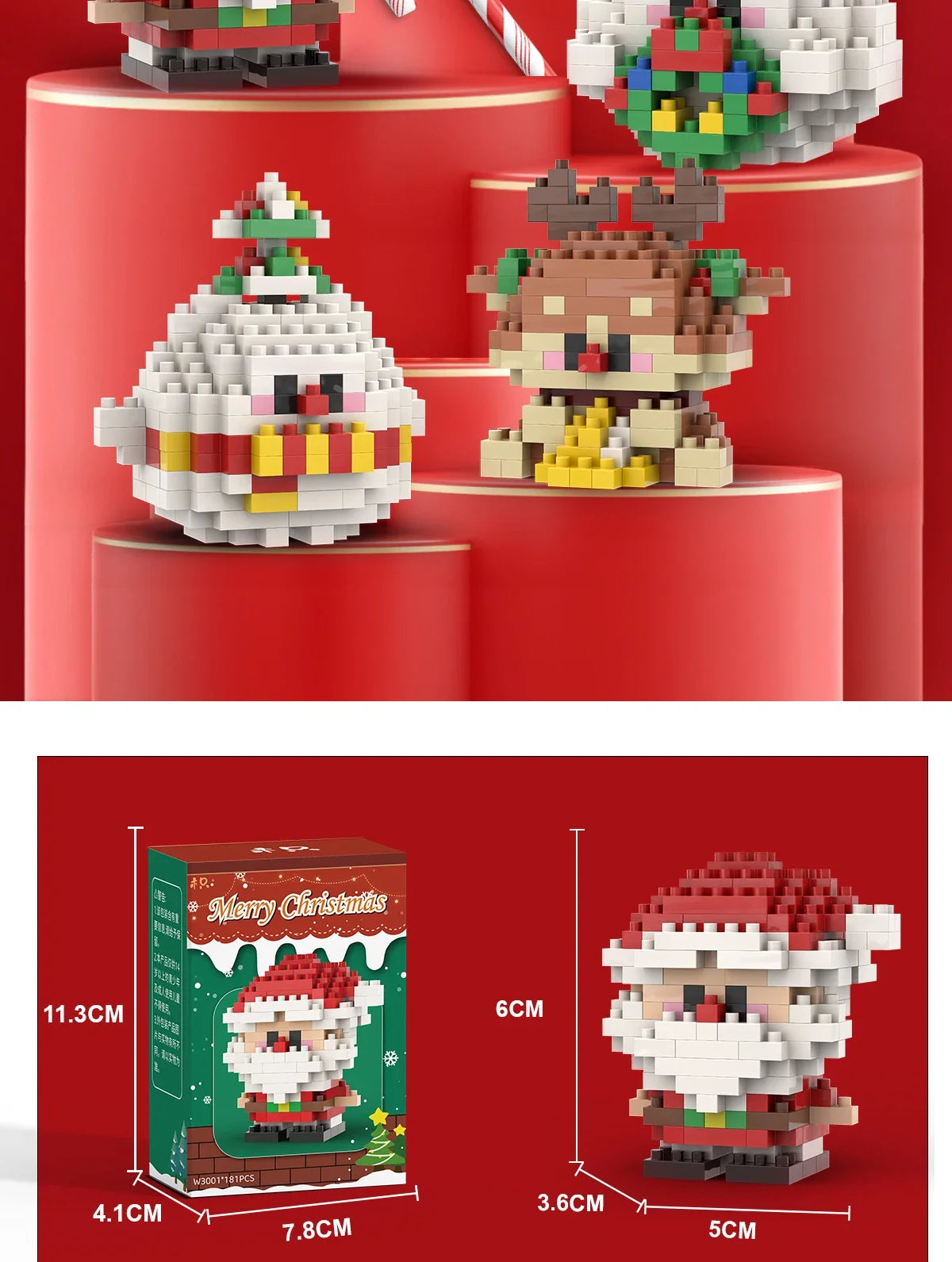 Christmas Building Block Set Santa Claus Reindeer Puzzle Toy for Kids