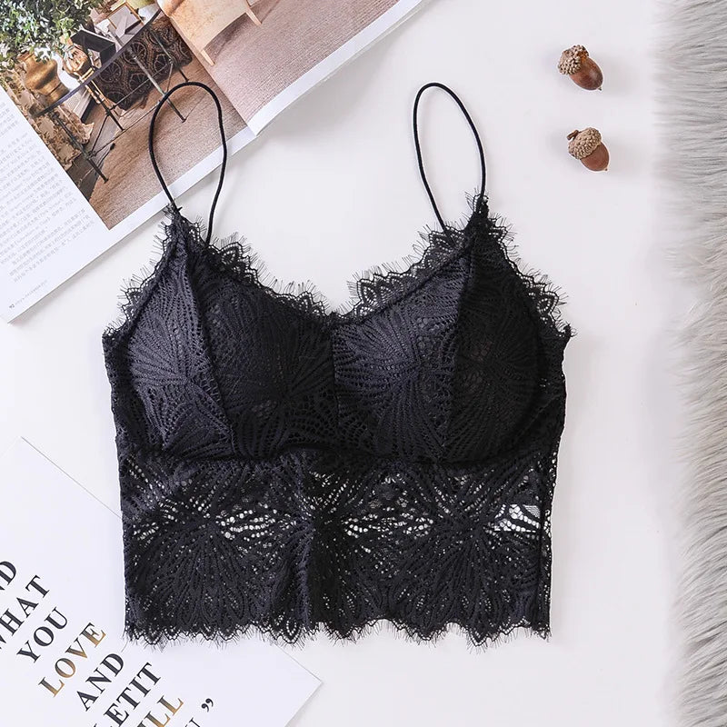 CowLost | product_id-wireless-floral-lace-push-up-bra-with-removable-pads-solid-bralette-for-women |13