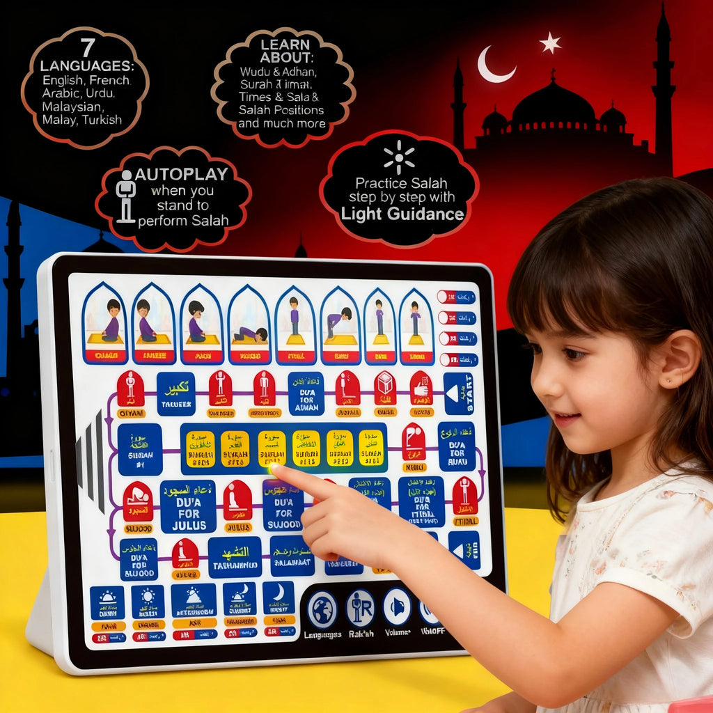 7 Languages Arabic Alphabet Learning Tablet Kids Interactive Educational Touch Pad Gift
