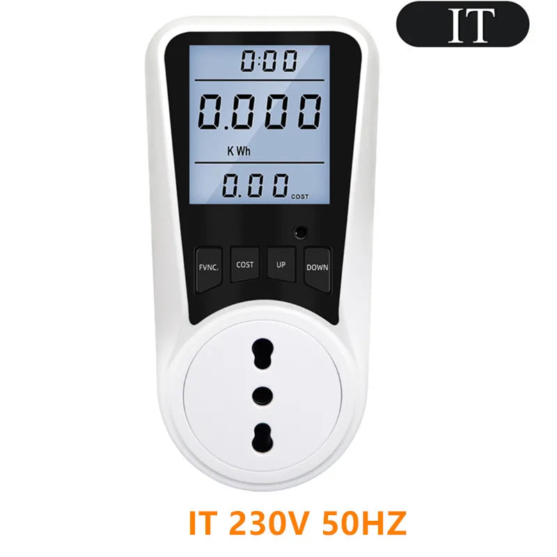 Digital AC Power Wattmeter 110V-220V Energy Consumption Meter with EU, US, UK, AU, BR, FR, IT, TH Plug Options