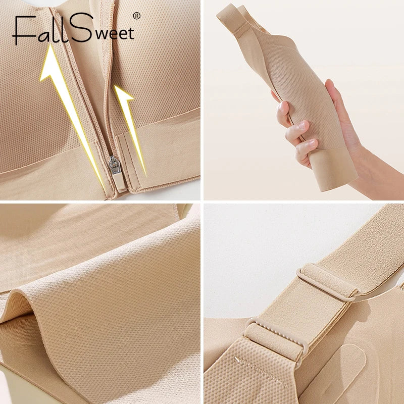 CowLost | product_id-fallsweet-womens-wireless-seamless-front-zipper-sports-bra-crop-top-for-yoga-fitness |5