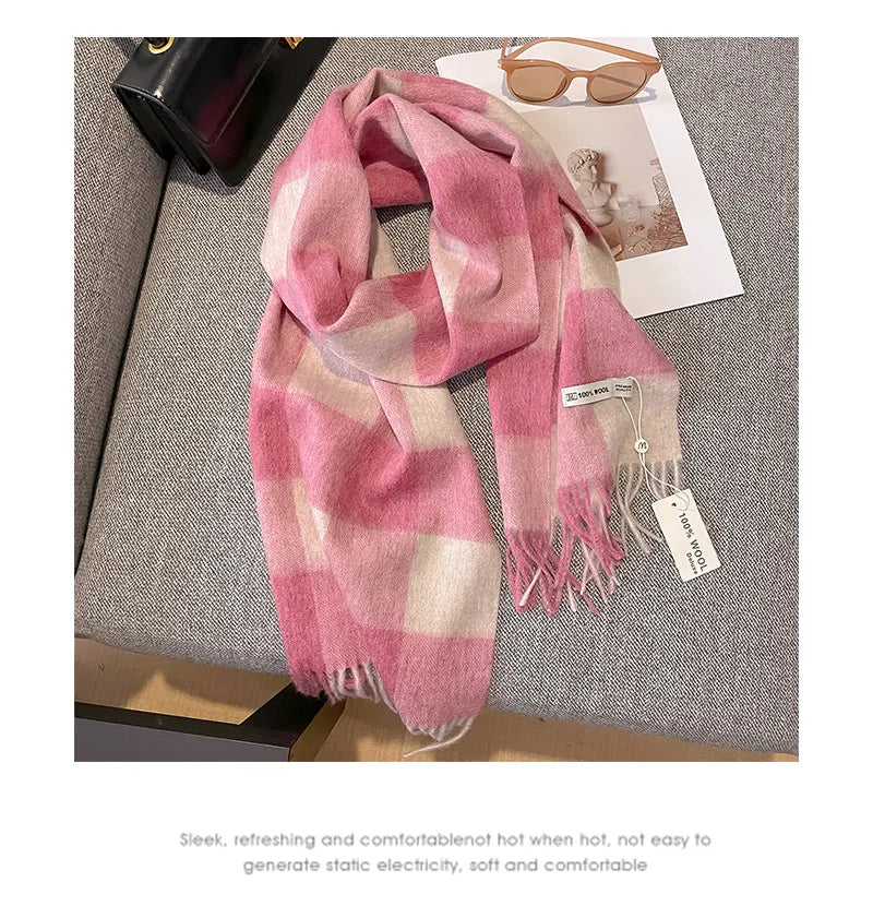 CowLost | australian-wool-winter-plaid-cashmere-scarf |18