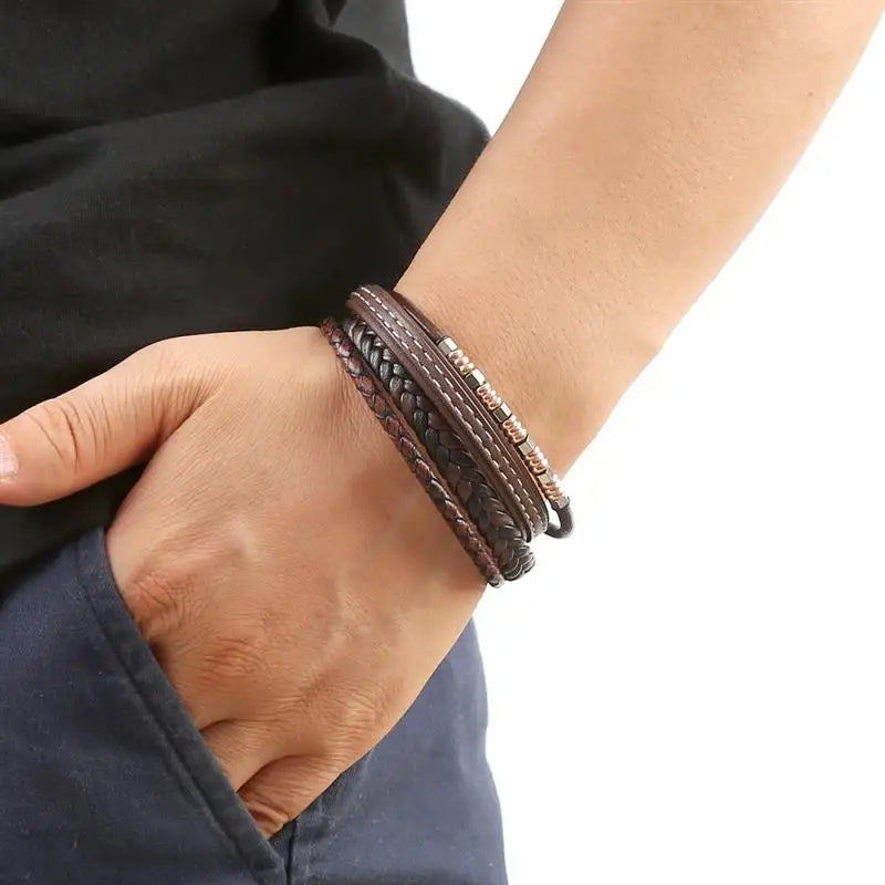 CowLost | badge-pass-holders-jiayiqi-stainless-steel-and-leather-bangle-bracelet-for-men |15