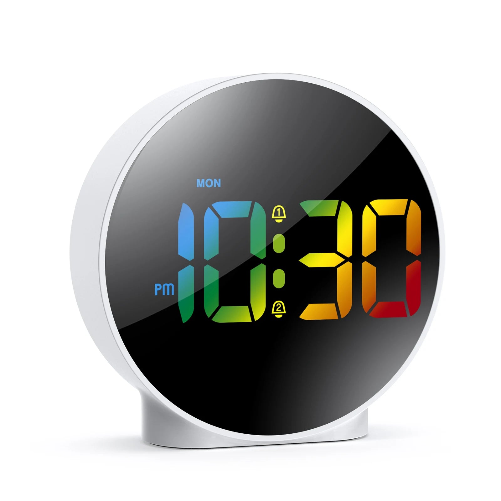 ORIA Digital LED Alarm Clock with Snooze Night Light USB Round Table Clock 3 Colors