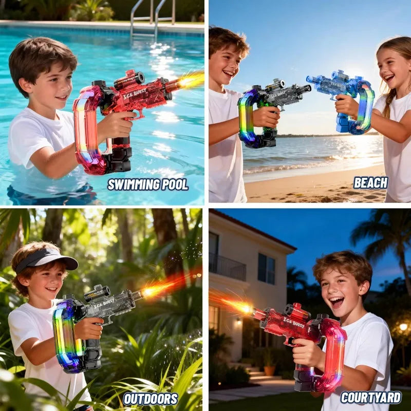 Ring-Shaped Electric Water Gun with Lights and Sound – Kids Summer Toy Gift