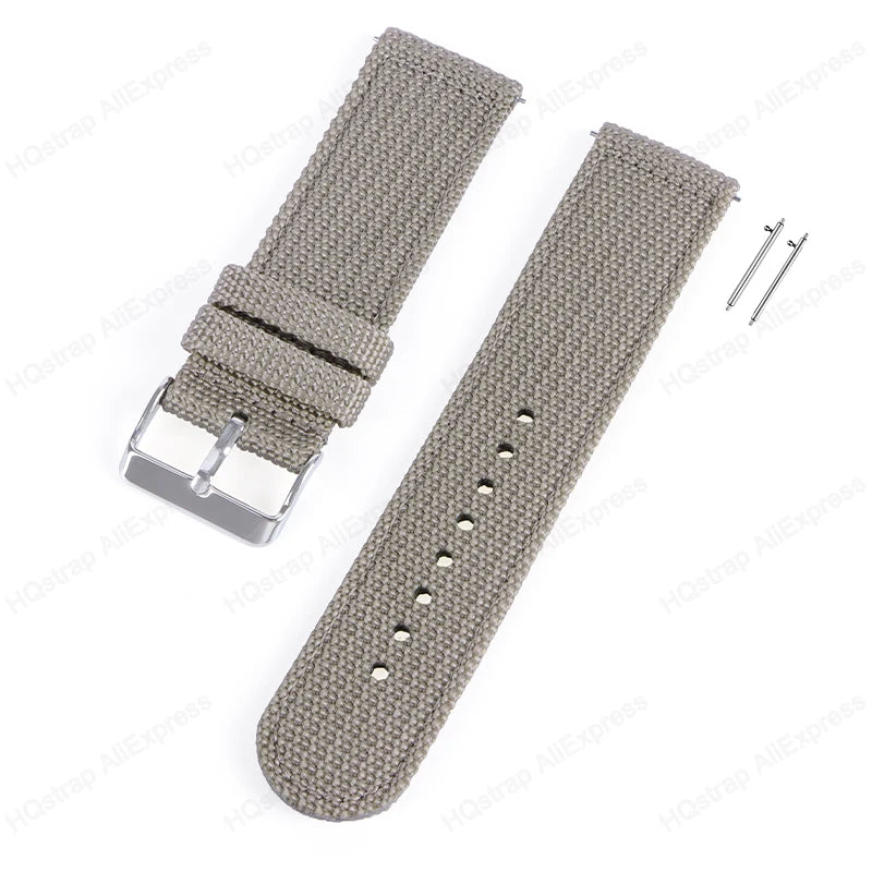 18mm 20mm 22mm Nylon Canvas Quick Release Strap for Samsung Galaxy Watch 4 5 3 Huawei