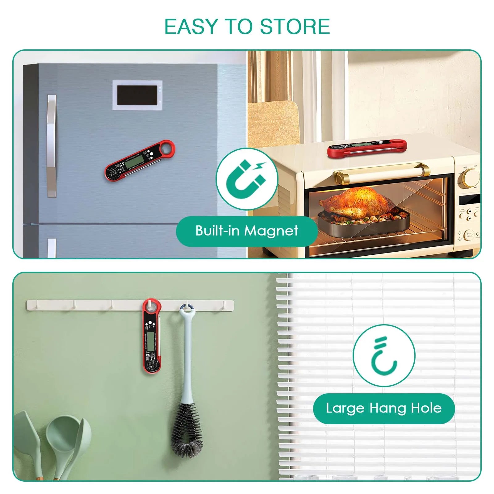 ORIA Digital Instant Read Meat Thermometer with LCD Backlight for Kitchen and BBQ