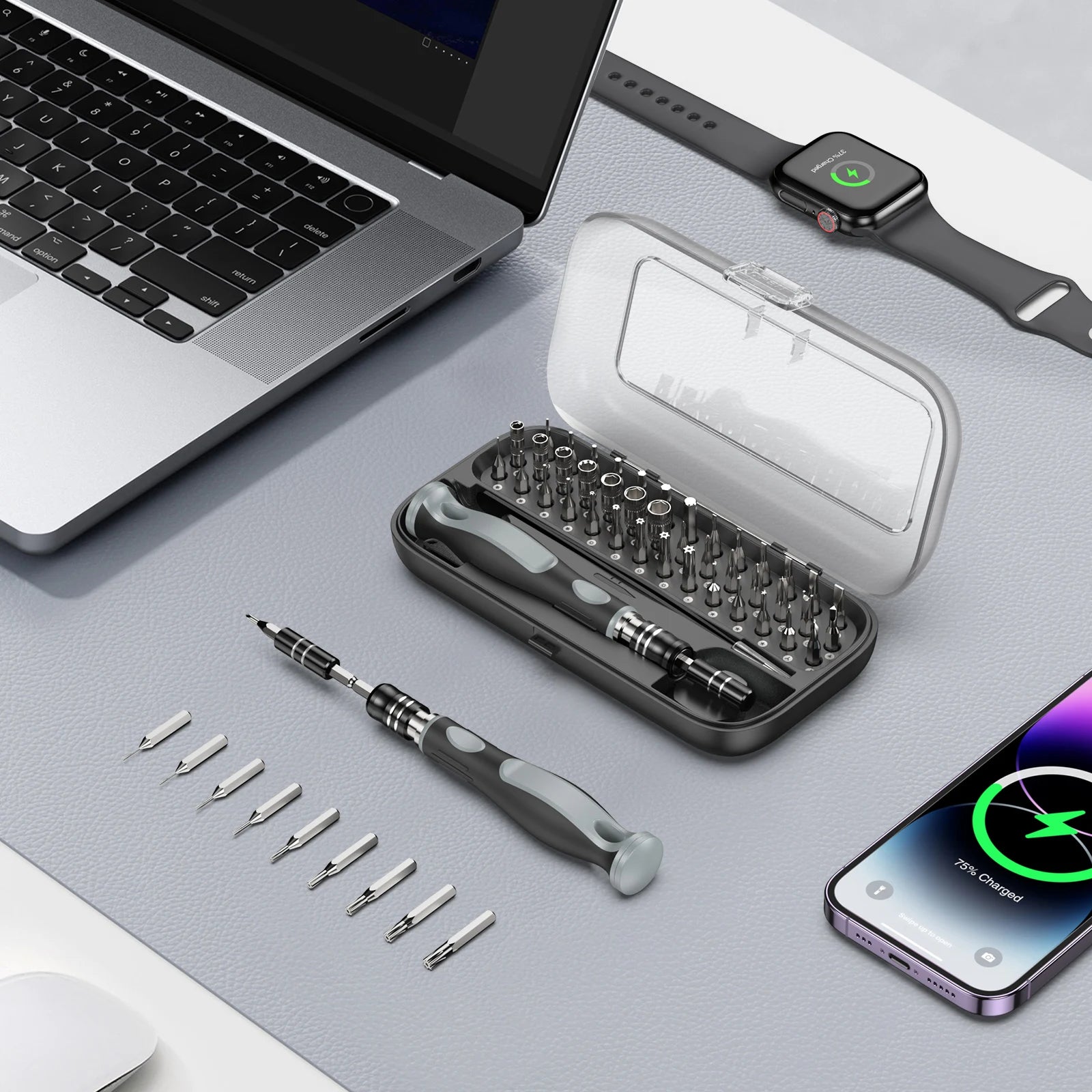 48-in-1 Magnetic Precision Screwdriver Set with 41 Bits & Pry Tools for Electronics Repair