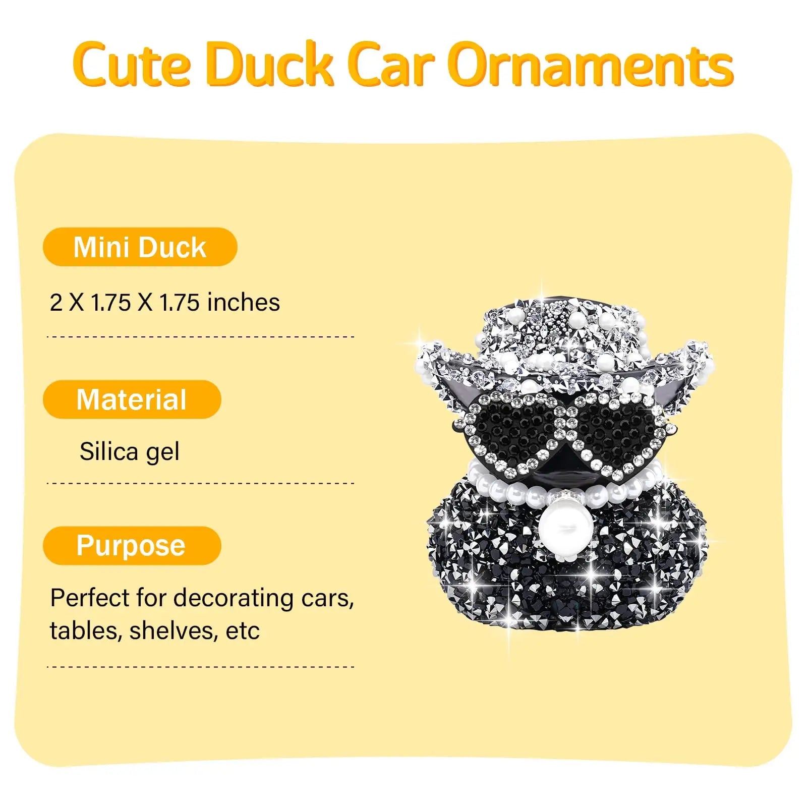 CowLost | product_id-black-diamond-rubber-duck-car-dashboard-ornament-cool-car-accessory |3