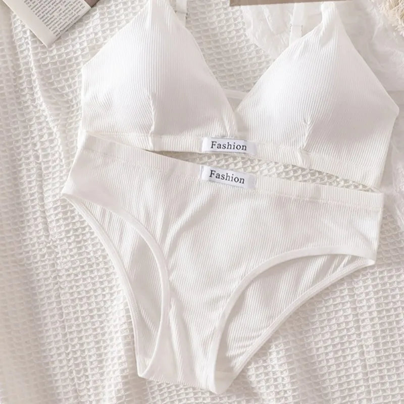 CowLost | women-push-up-bra-and-panties-set-1-3-cup-non-wire-bra-low-waist-briefs-sexy-lingerie-female-sport-bra-cotton-underwear-set |16