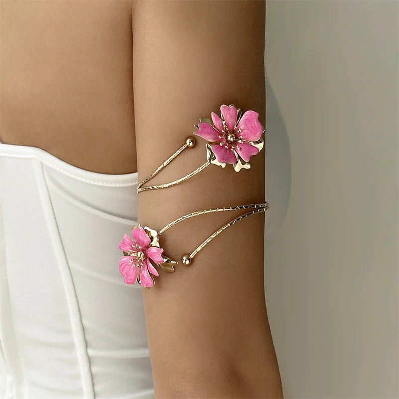 CowLost | boho-elegant-enamel-flower-upper-arm-cuff-bracelet-for-women |1