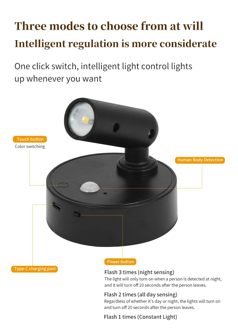 CowLost | product_id-magnetic-rotatable-touch-dimmable-rgb-3-color-led-spotlight-with-remote-usb-rechargeable-motion-sensor-wall-light |14