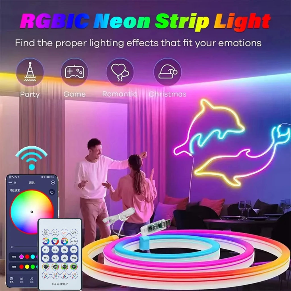 CowLost | light-ropes-strings-product_id-usb-5v-rgbic-neon-led-strip-light-waterproof-flexible-with-bluetooth-app-remote-for-home-decor |1
