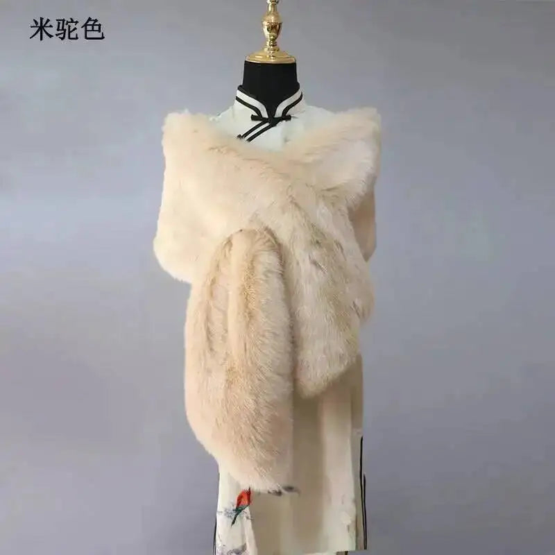 CowLost | 32-colors-165-30cm-women-luxury-warm-faux-fox-fur-shawl-winter-ladies-plush-scarf |65