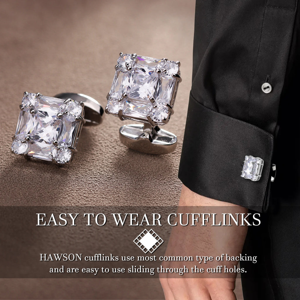 CowLost | clothing-accessories-trendy-zircon-square-cufflinks-for-men |7