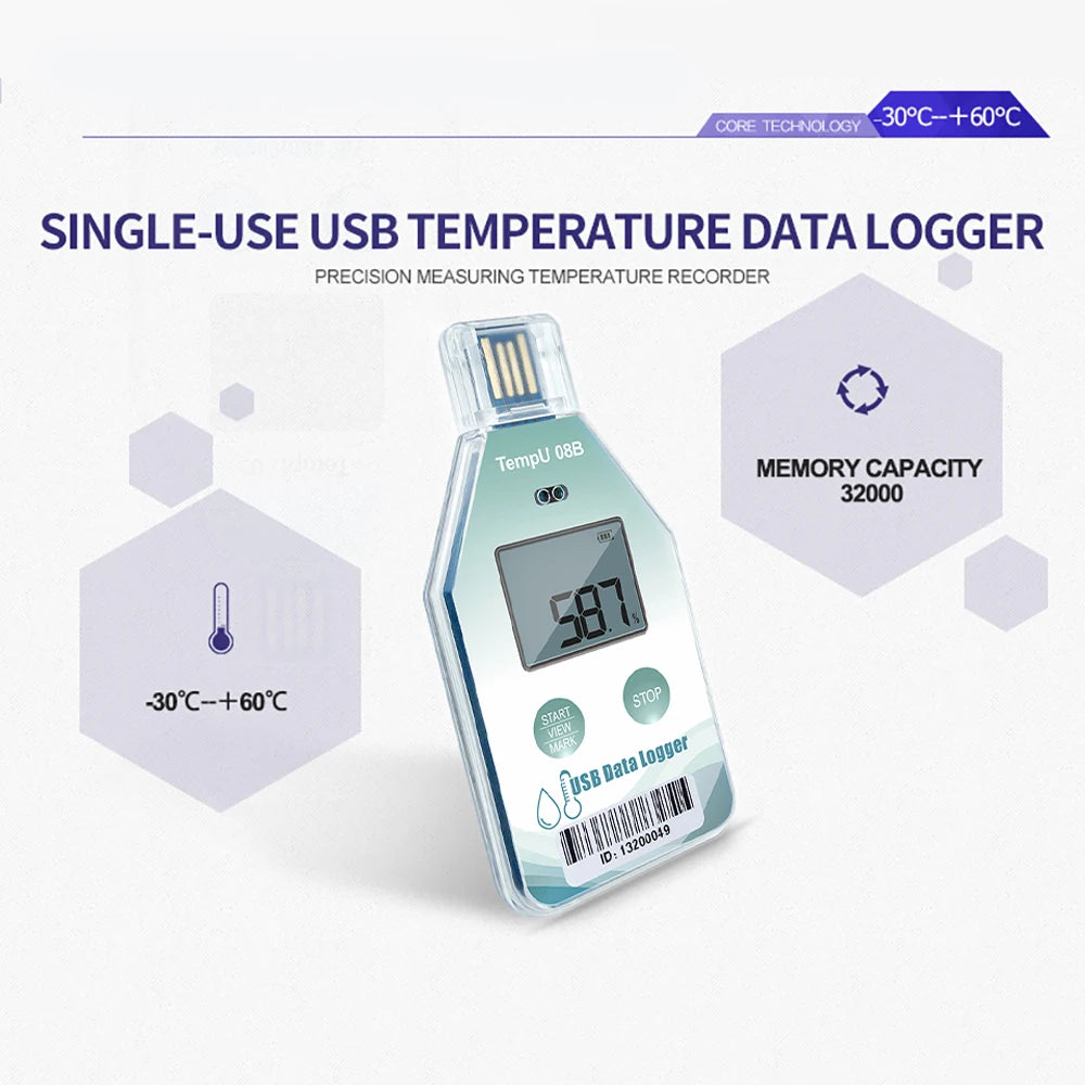 TempU08B USB Temperature & Humidity Data Logger 32000 Sets for Warehouse Storage