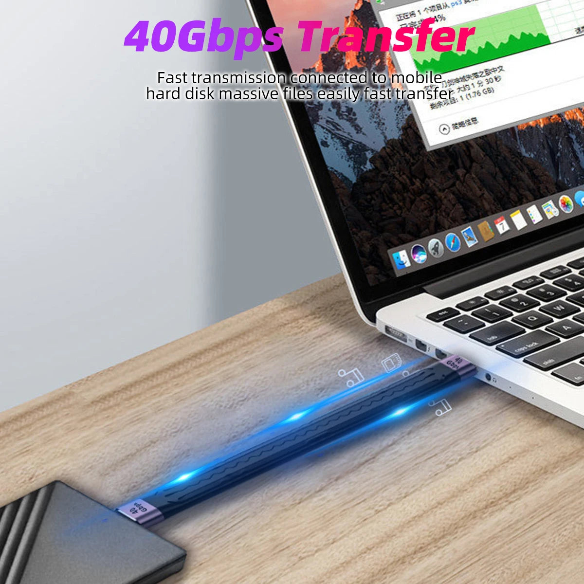 CowLost | product_id-usb-3-1-4-0-type-c-to-type-c-cable-40gbps-100w-pd-5a-fast-charging-for-samsung-macbook-hard-drive-power-bank |3