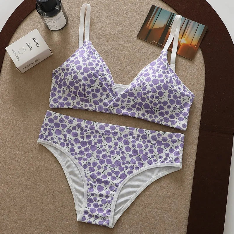 CowLost | product_id-women-floral-seamless-push-up-bra-low-waist-panties-set-sexy-v-neck-lingerie |5