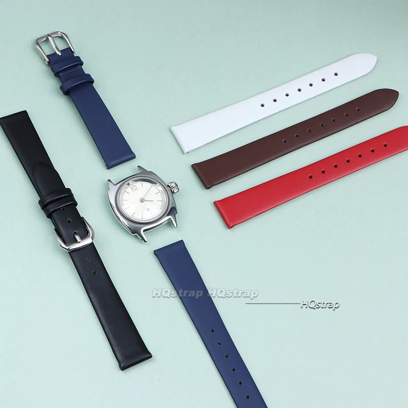 Ultra Thin Waterproof Leather Watch Strap 8-17mm Soft Plain Universal Sport Band