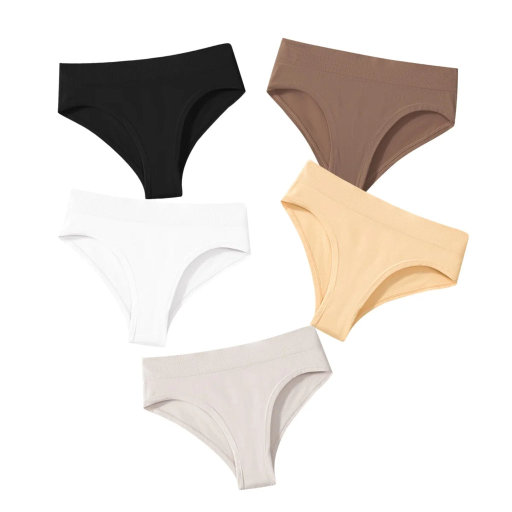 CowLost | product_id-5pcs-high-rise-seamless-womens-solid-color-briefs-s-xxxl |17