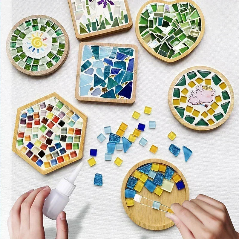 CowLost | product_id-handmade-diy-mosaic-bamboo-cup-mat-coaster-heart-square-parent-child-educational-toy |4