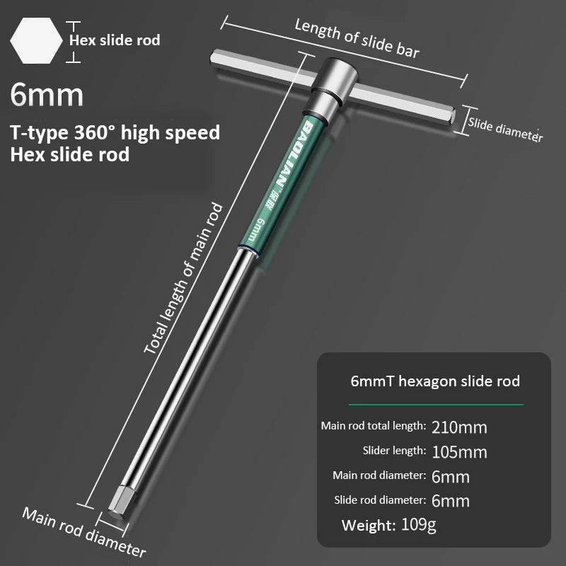 CowLost | t-bar-socket-wrench-2-10mm-adjustable-t-handle-speed-wrench-set-nut-spinner-hex-socket-t-shape-handle-wrench-2-way-drive-design |24