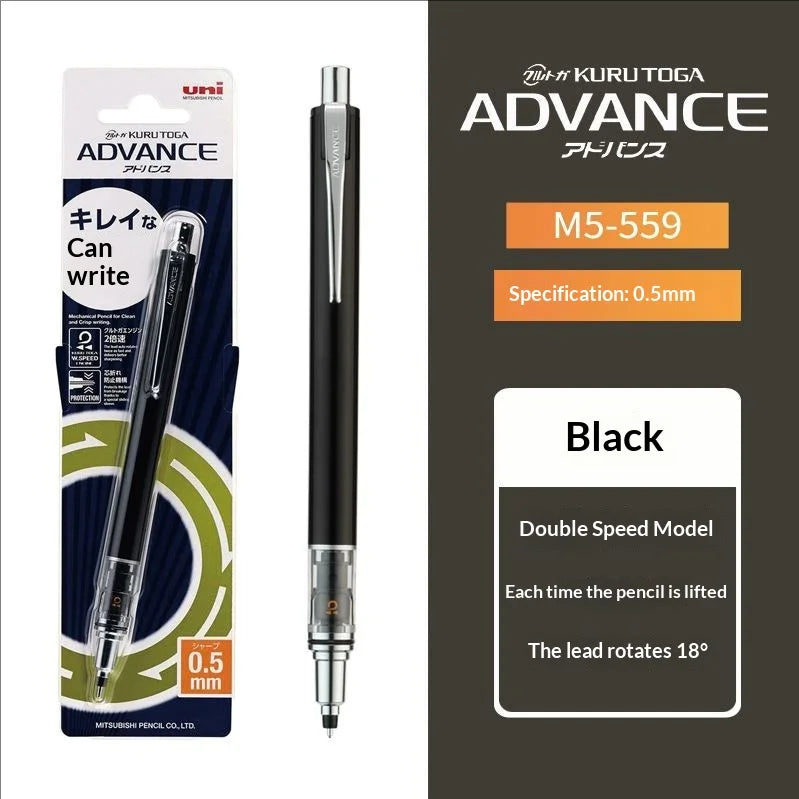 CowLost | product_id-uni-kuru-toga-advance-black-tech-mechanical-pencil-0-5mm-double-speed-auto-rotation-anti-break-lead |33