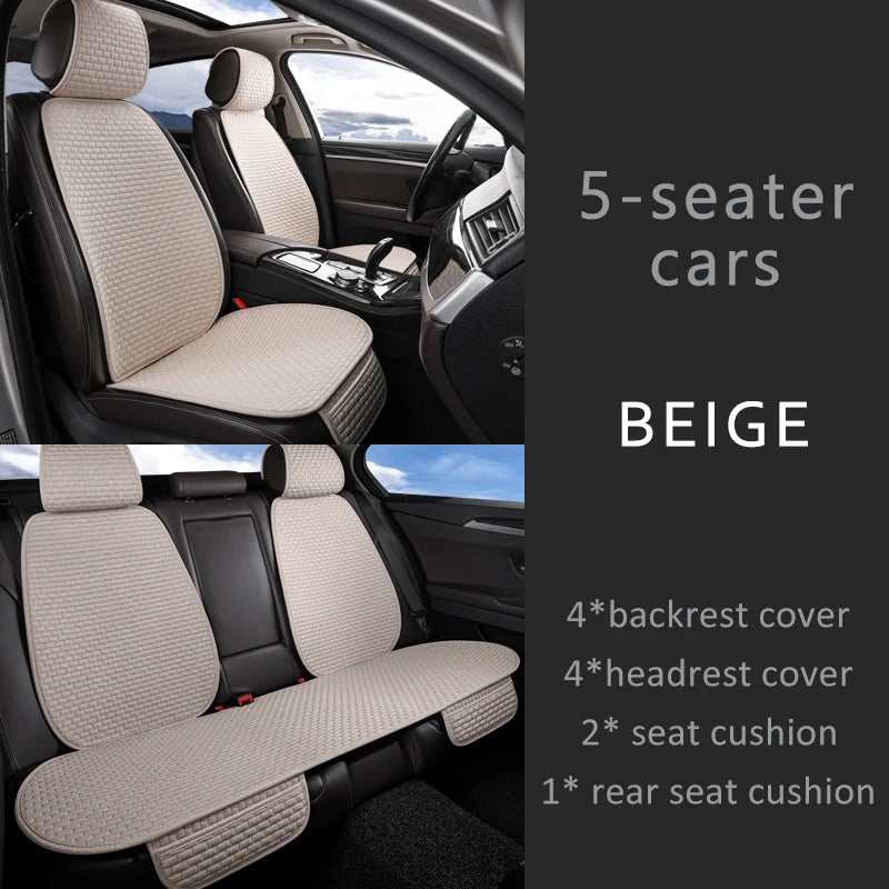 CowLost | car-seat-covers-full-set-flax-linen-car-cushion-protector-front-rear |39
