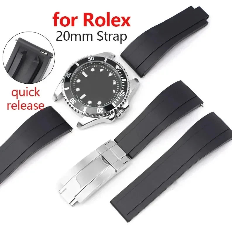 CowLost | bracelets-product_id-20mm-black-silicone-watchband-for-rolex-daytona-submariner-gmt-oyster-tpu-rubber-strap |1