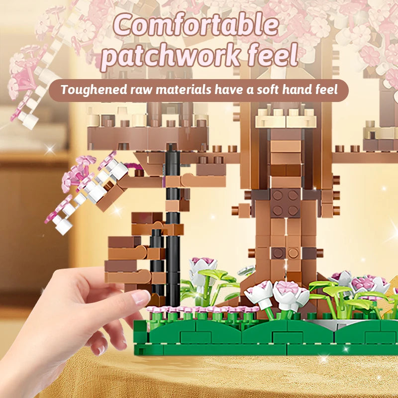 CowLost | product_id-pink-cherry-blossom-rainbow-treehouse-building-block-toy-for-parent-child-assembly |5