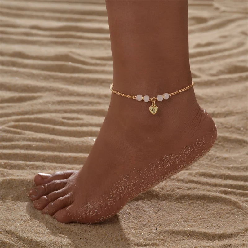 CowLost | vintage-gold-color-double-layer-anklet-for-women-star-pearl-starfish-zircon-pineapple-anklets-bracelets-foot-chain-beach-jewelry |9