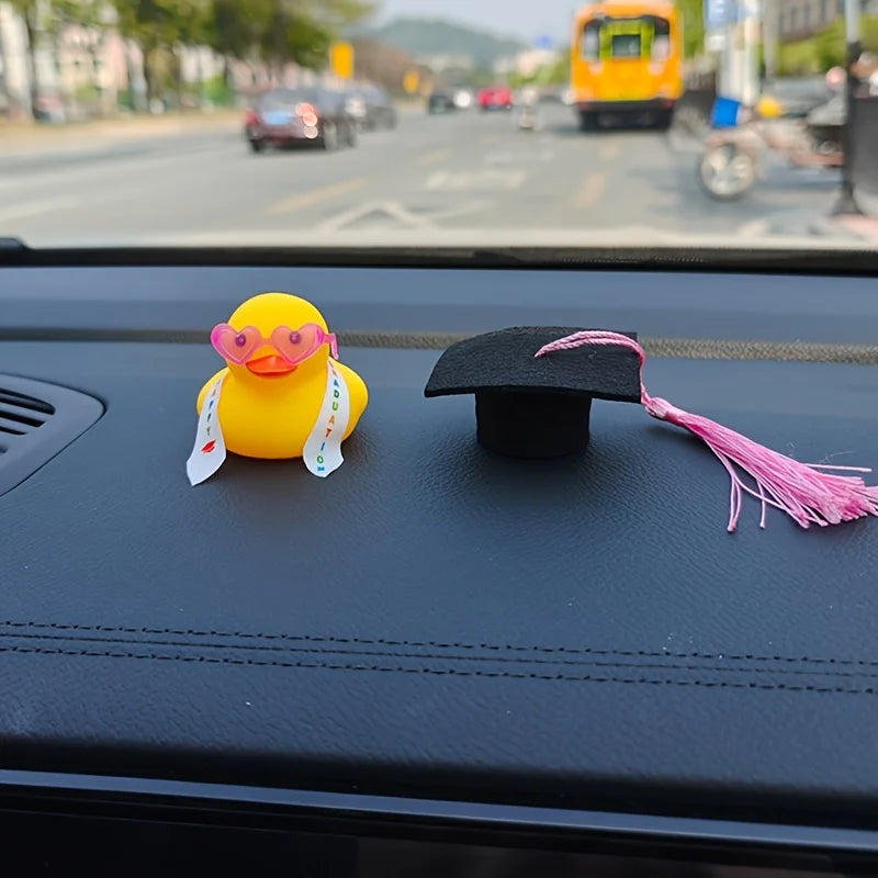 CowLost | 1set-rubbe-duck-graduation-duck-car-decoration-rear-view-mirror-decoration-car-duck-1 |3