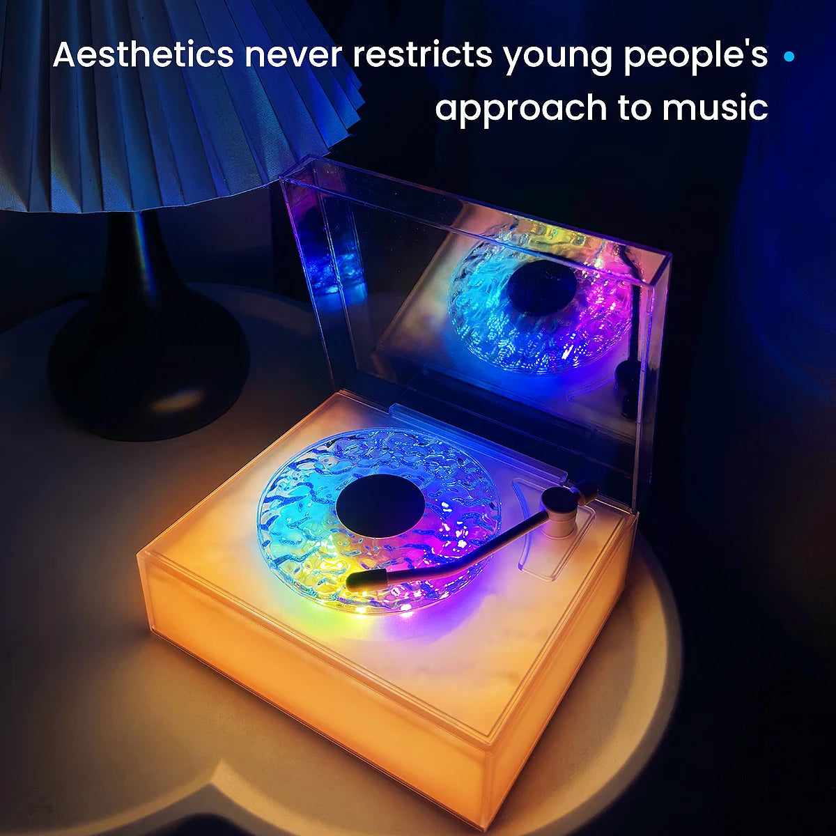 Water Ripple Bluetooth Speaker with Night Light and Three Playback Modes for Bedroom
