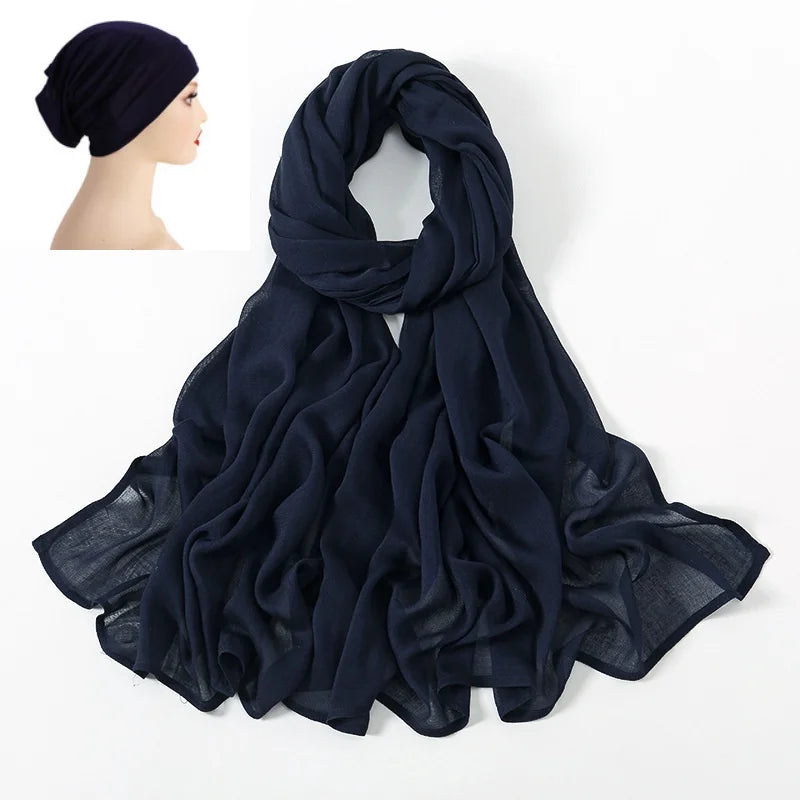 CowLost | 2pcs-set-hijab-matching-color-jersey-cap-lady-plain-viscose |22