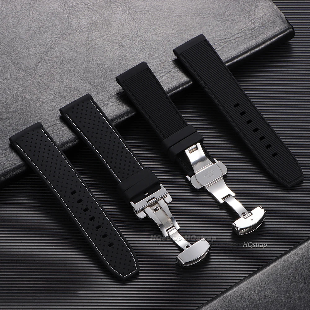 CowLost | product_id-20mm-22mm-breathable-waterproof-silicone-watch-strap-with-butterfly-buckle-for-men-and-women |3