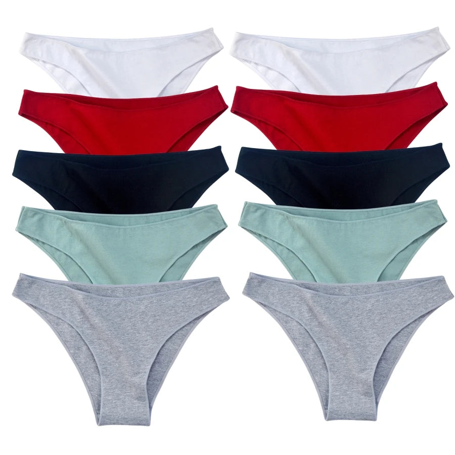 CowLost | product_id-10pcs-women-s-low-rise-seamless-cotton-briefs-solid-color-panties-m-xxl |19